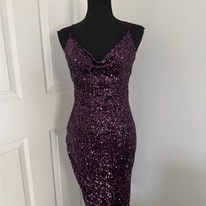 Elegant Sexy Purple Sequin Dress